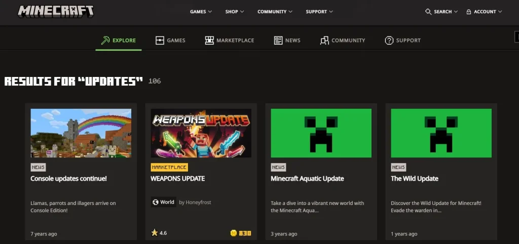 Minecraft continuous updates and expansion
