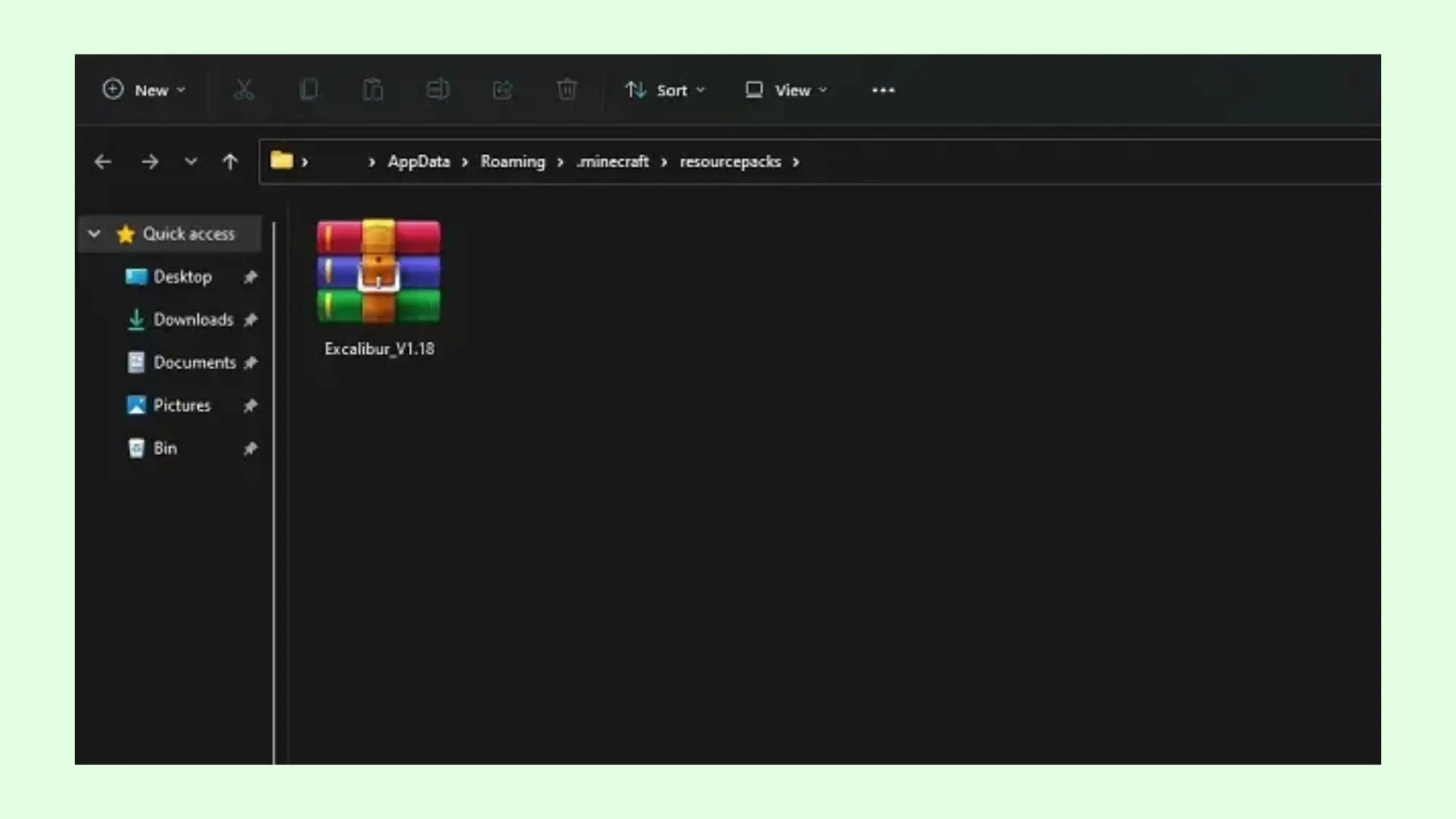 Move the Texture Pack to the Folder