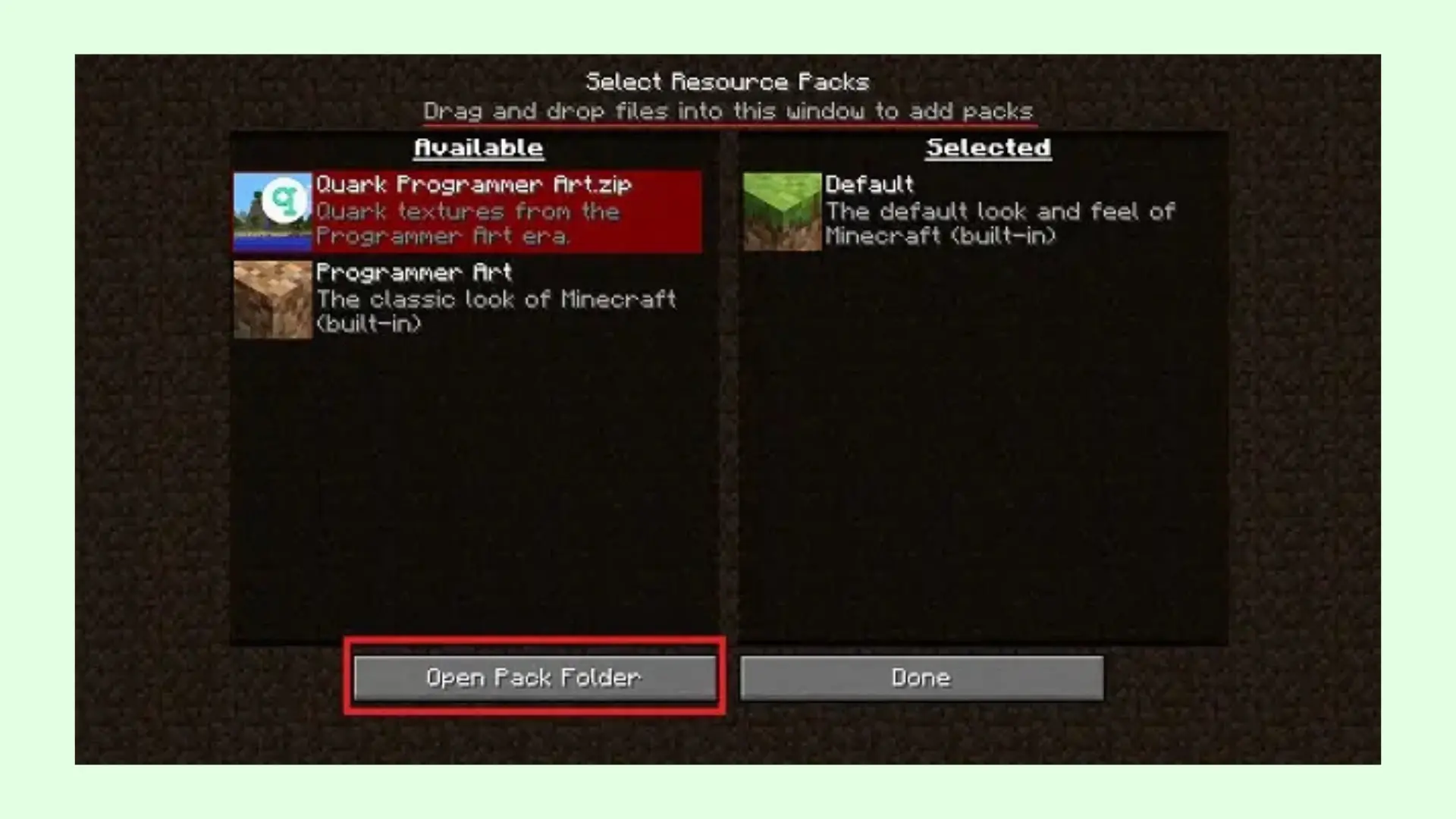 Open the Resource Pack Folder